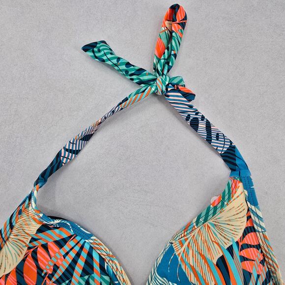 Sun & Sea Green Tropical Padded Tie Swim Sports Bra Beach Bikini Top M Medium - Picture 5 of 7